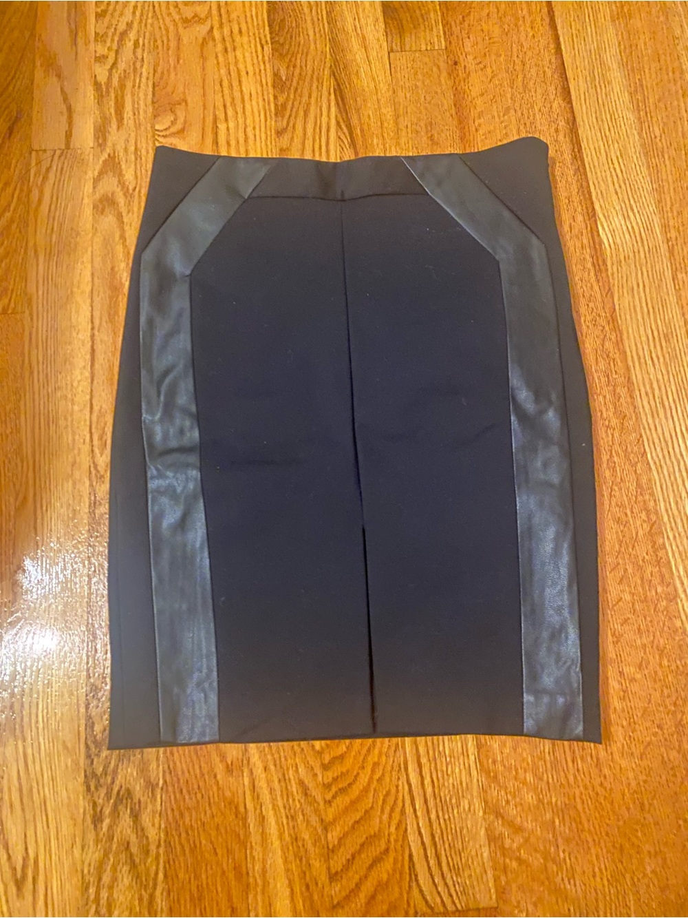 A/X Armani Exchange Black Pencil Skirt with Faux Leather Insets